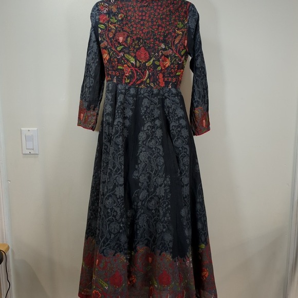 Biba women's floral Anarkali Dupatta 2pc set black/red, size 32 - Picture 12 of 13